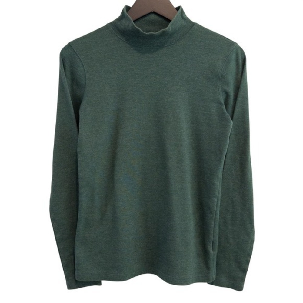 St. John's Bay Mock Neck Top Womens Small Dark Green Long Sleeve Preppy Fall